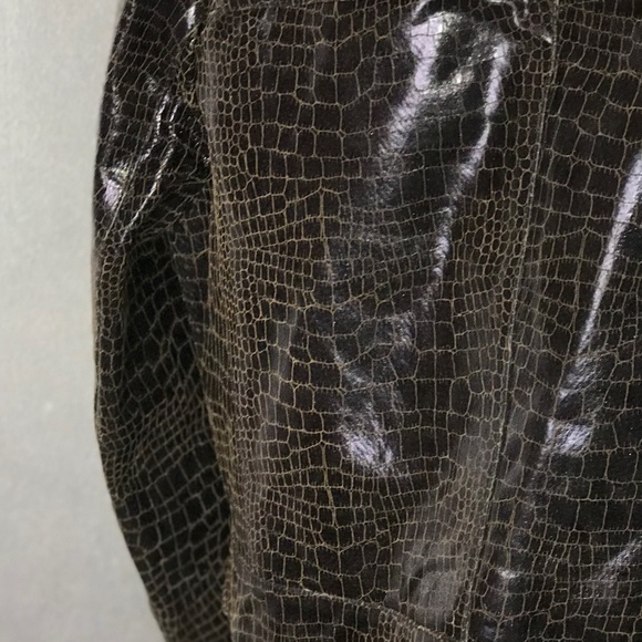 Benelle Chocolate Leather Jacket w/Caramel Details - Picture 6 of 8